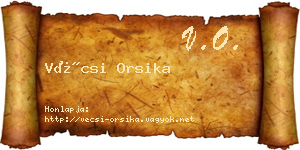 Vécsi Orsika névjegykártya